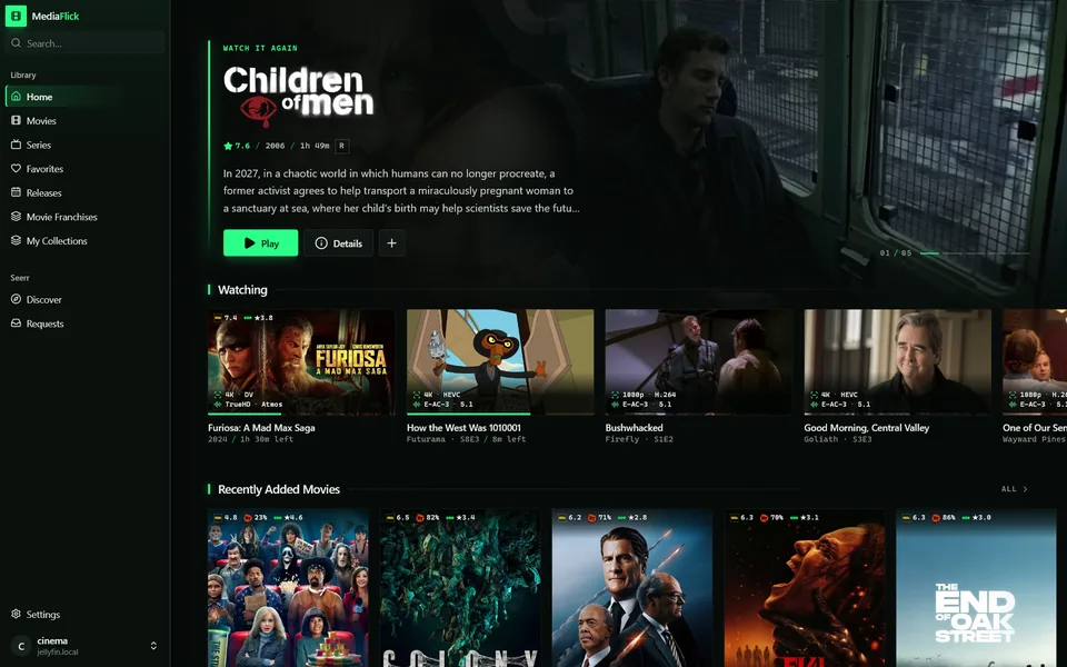 Home on a larger library with ratings on every card